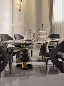 Ensemble de salle à manger antique en bois avec 8 chaises, design italien <span class=keywords><strong>Picasso</strong></span>, en pierre rose Quatre Saisons, couleur bleue - Product Image 4