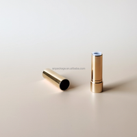 Étui à rouge à lèvres doré vide, mince, de luxe, rechargeable, pour baume à lèvres, avec logo personnalisé, emballage cosmétique rond