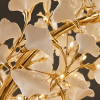 Lustre personnalisé en céramique en forme de feuille de Ginkgo, grand luminaire suspendu artistique LED, protection oculaire, pour villa, escalier, hall d'hôtel, atrium