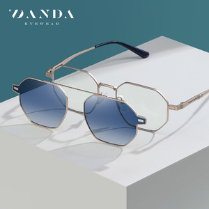 Zanda <b>Sunglasses</b> Metal Frame Blue <b>Gradient</b> Lens UV400 Protection Unisex Style - Product Image 1