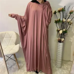 중동 터키 두바이 일반 블랙 EID 드레스 이슬람 여성 이슬람 이슬람기도 드레스 의류 Batwing Abaya 모로코