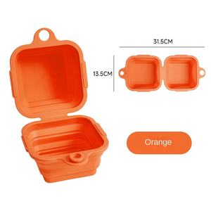 Tragbare, umweltfreundliche Silikon-Haustierschüssel für den Außenbereich, zusammenklappbare doppelte Hundeschüssel, quadratische Trink- und Futterschüssel für Katzen und Hunde - Product Image 5