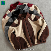 Veste à capuche polaire pour homme avec logo personnalisé, fermeture éclair, broderie, effet délavé, épaisse, chaude et douce