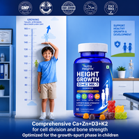 Kindergummies voor lengtegroei & botontwikkeling met vitamine D3, K2 MK7, calcium, zink, hoge opname, voedingssupplement, 2 gummies per dag