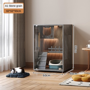 Villa per Gatti in Legno all'Ingrosso, Gabbia per Gatti da Interno con Porta in Vetro, Armadio per Gatti a Tre Livelli, Gabbia per Allevamento, Nido per Gatti, Casa di Lusso per Gatti - Product Image 6