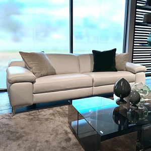 Sofá Seccional Eléctrico de Cuero Genuino con Patas de Acero Inoxidable y Relleno de Esponja, Diseño Moderno, Venta Directa de Fábrica para Sala de Estar - Product Image 2