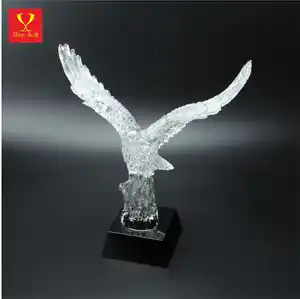 Hitop Design K9 Crystal Trophy Award Wholesale K9 Blank Crystal Eagle 3d Laser Engraving Crystal Shield Gift