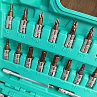 Set Perkakas Reparasi Mobil Grosir 53-Piece: Kunci Ratchet 1/4" (72-Gigi) & Set Soket/Bit