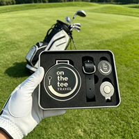Ensemble cadeau de golf disponible en OEM, étiquette de sac personnalisée avec logo, marqueur de balle de golf personnalisé avec logo