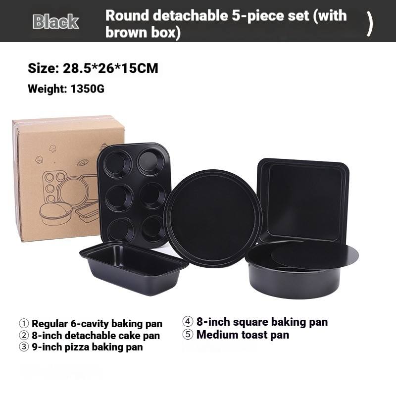 Juego de moldes para tartas de 5 piezas (caja kraft) ~ negro