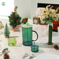 Set Perlengkapan Minuman Natal dari Kaca dengan Gelas, Tumbler & Mug, French Press untuk Pesta Liburan, Vas Kaca, Tempat Dupa, Dekorasi Rumah