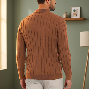 Pull en tricot pour homme de haute qualité, élégant, chaud et doux en coton mélangé, à manches longues, décontracté, confortable et tendance - Product Image 3