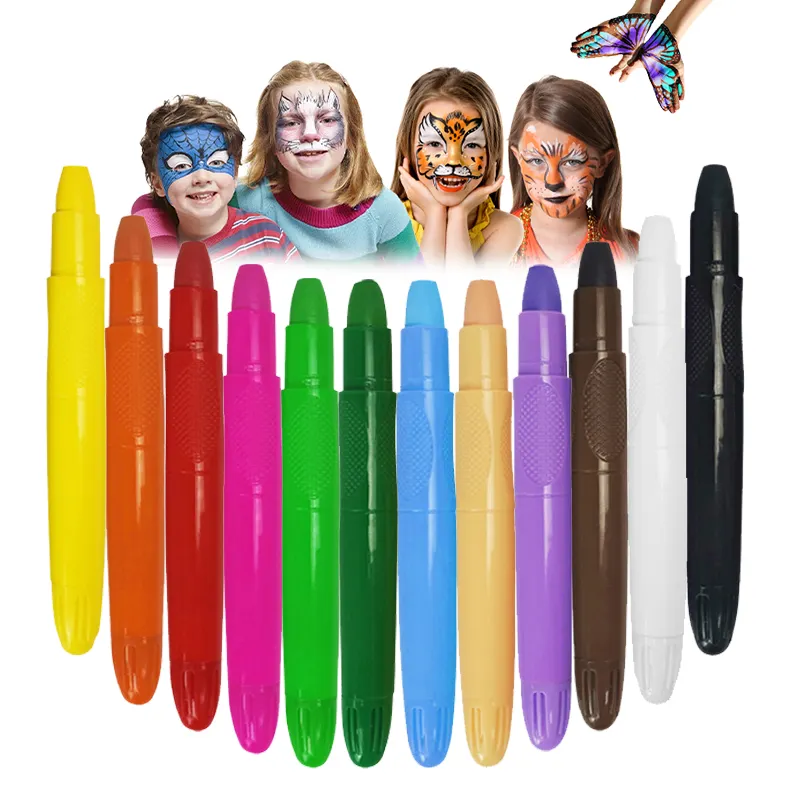 Khay Hot Sale Skin Bodi Body Art Wasbare Kids Twist Up Zijdeachtige Gel Engeland Face Paint Crayon Stick Pen Set