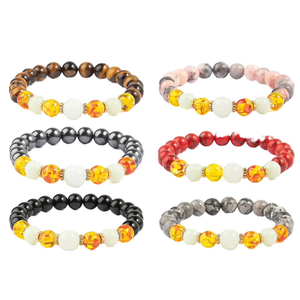 Natural Stone Bracelet For Men & Women - 8MM Tiger Eye Beaded Stainless Steel Yoga Bracelet - Adjustable Gift Jewelry - View #2