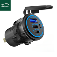Voiture étanche marine 58W RV double prise USB 20W PD 18W QC3.0 Port USB bouton interrupteur USB C chargeur de voiture prise