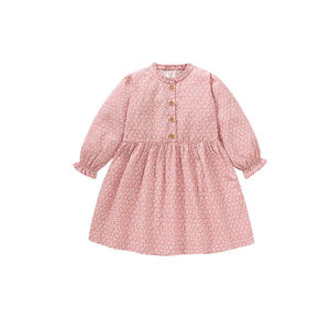 Осеннее повседневное платье для девочек с длинным рукавом, милое детское платье до колен с принтом, 100% хлопок, для малышек - Product Image 1