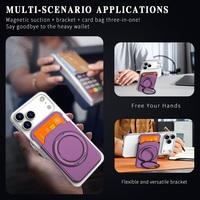 Dompet Kartu Magnetik Ultra Tipis MagSafe PC Hard Shell dengan Cincin Putar Penyangga dan Pegangan Jari untuk Ponsel