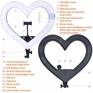 Ingrosso 19 pollici RGB cuore luce LED luci fotografia 60W Studio luce di riempimento con treppiede per Livestream - Product Image 3