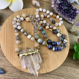 LS-E1143 Lungo Annodato la Collana, di Chip di Cristallo Al Quarzo Branelli Allentati Artigianale Collana <span class=keywords><strong>Mala</strong></span> Borda la Collana, Monili di Yoga - Product Image 3