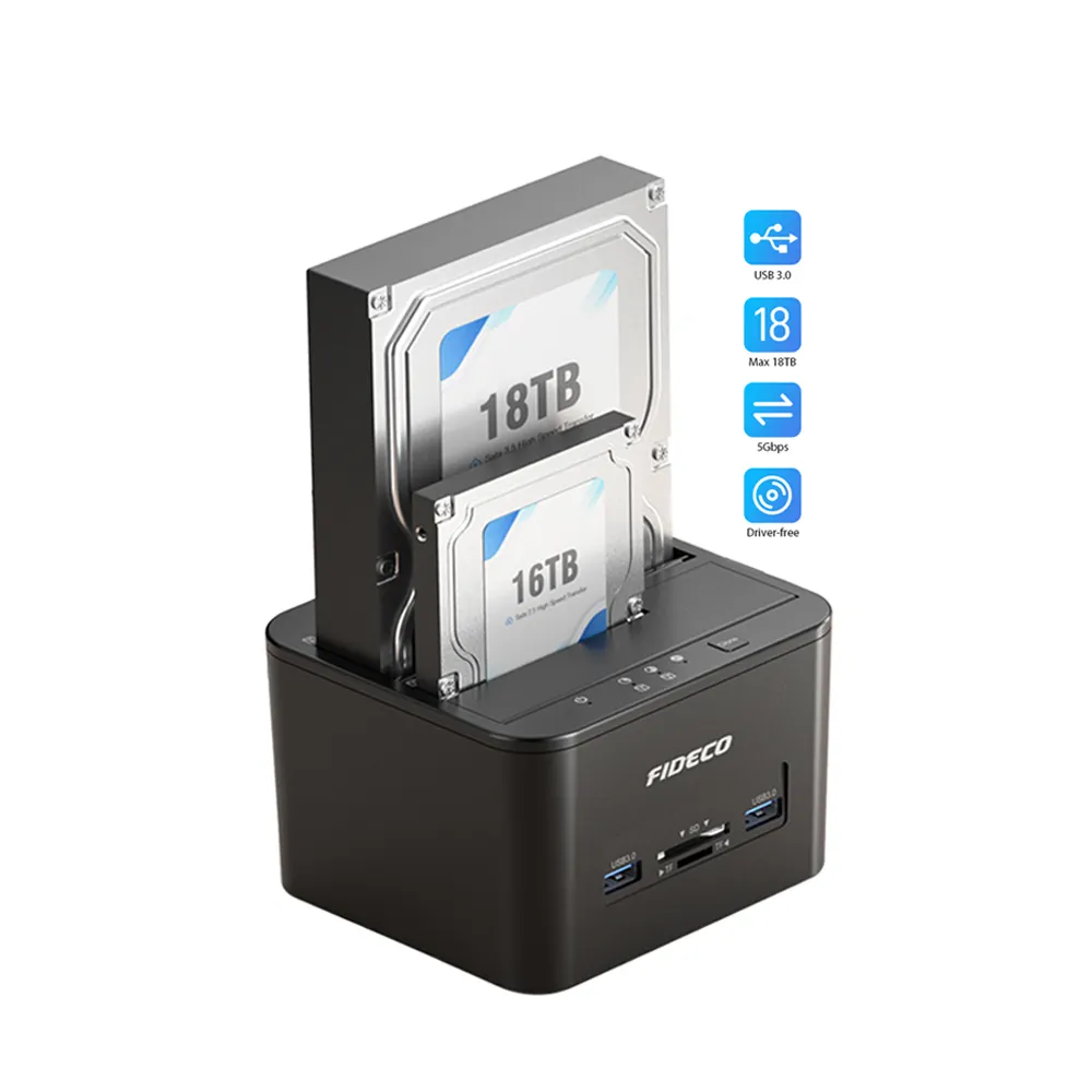 FIDECO – boîtier 2.5 "Docking 2tb Station Hdd Ssd duplicateur dock disque clonage disque dur Disco Clone