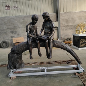 Statua in Bronzo TREVI di Ragazzo e Ragazza che Leggono per Decorazione di Parchi Pubblici - Product Image 6