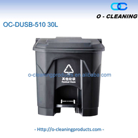 Poubelle de recyclage O-Cleaning 30L en plastique épais avec pédale, pour déchets/mouchettes, avec couvercle, pour extérieur/intérieur, conteneur à déchets mains libres
