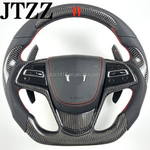 Para <span class=keywords><strong>Cadillac</strong></span> ATS <span class=keywords><strong>CTS</strong></span> <span class=keywords><strong>V</strong></span> Coupe <span class=keywords><strong>Sedan</strong></span> 2013 2014 2015 <span class=keywords><strong>2016</strong></span> 2017 volante de fibra de carbono cuero negro ala paletas de cambio - Product Image 1