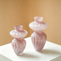 Vase à fleurs en verre soufflé à la main de style français, design modèle ballet, rose doux, luxe, pour arrangement de table de mariage, fabriqué en Chine