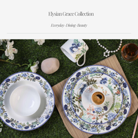 Assiettes à dîner en porcelaine dure émaillée Céramique Elysian Grace, 27 cm, lot de 4, avec décor sous l'émail, compatibles micro-ondes et lave-vaisselle