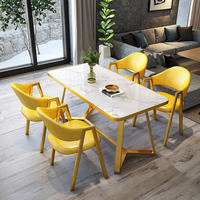 Table à manger rectangulaire de luxe simple de style nordique, combinaison de chaises modernes pour salon de thé au lait, pour petit appartement, usage domestique