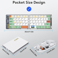 Keyboard dan Mouse Lipat, Combo Keyboard dan Mouse Lipat BT, 2.4G + BT5.0, Keyboard Portabel Ukuran Penuh Isi Ulang untuk Perjalanan