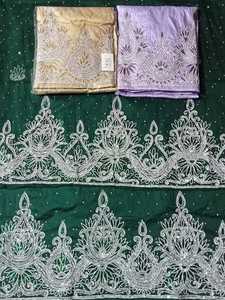 Tissu George indien fait main de haute qualité, brodé, multicolores, taille personnalisable pour robe de soirée de mariage pour femme - Product Image 5