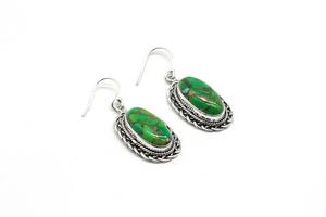 Pendientes Colgantes Vintage de Cobre Verde con Turquesa, Hechos a Mano, Plata de Ley 925, Elegantes, para Mujer, Regalo de Boda, Venta al por Mayor, Exportación - Product Image 3
