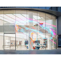 Affichage vidéo LED COB transparent sur mesure pour fenêtre de restaurant, gestion intelligente Wi-Fi, multi-scènes, 1080P, 2500cd