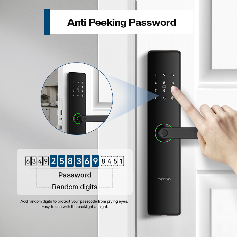 Tenon E15 Smart Electronic Door Lock Keyless Card Access Digital Fingerprint Interior Fireproof Security Rim Door Lock Password · image 5