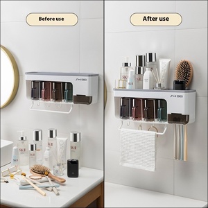 Set da Bagno con Portaspazzolino Elettrico Domestico da Parete, Supporto Portaoggetti Senza Fori e Spremi <span class=keywords><strong>Dentifricio</strong></span> - Product Image 3