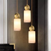 Nordique moderne minimaliste salle à manger suspension escalier lampe de chevet tout cuivre marbre lumière luxe petite suspension