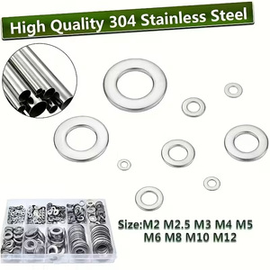 Baiguluo Stainless Steel Flat Washers 2000Pcs DIN125 Grade A Metal Screw Washer Set for Hardware Repair - Product Image 5