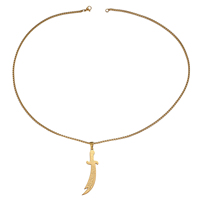 Cuchillo Espada Árabe Scimitar Zulfiqar para Musulmanes, de Acero Inoxidable Chapado en Oro, Joyería de Moda Unisex, Colgante, Collar, Eid