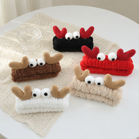 MUJU HQS002 Bandeau de Noël en peluche marron avec bois de renne, motif faon, 20 cm, antidérapant, avec yeux boule, personnalisable avec logo