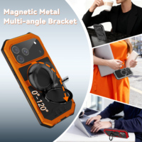 Support en aluminium mat robuste de luxe béquille magnétique sans fil charge antichoc étanche coque de téléphone protecteur d'écran