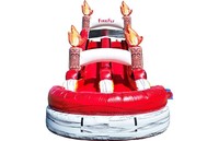 Divertido Parque de Obstáculos Inflable con Temática de Fuego Rojo, Equipo de Juego para Niños de PVC Resistente para Parques de Aventura y Ciudades