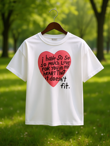 T-shirt casual con scollo rotondo per donna, manica corta, stampa con lettere a forma di cuore, bianco, abbigliamento primaverile ed estivo, vestibilità comoda, taglia regolare - Product Image 2