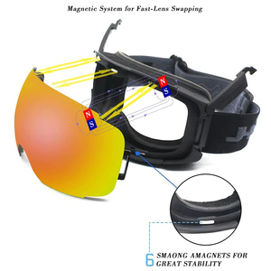 Lunettes de sport pour la neige avec lentilles polarisées interchangeables, lunettes de sécurité pour le snowboard, lunettes de <span class=keywords><strong>ski</strong></span> magnétiques avec protection <span class=keywords><strong>UV400</strong></span>, logo personnalisé - Product Image 2