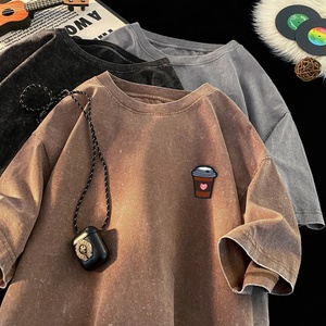 Biểu Tượng Tùy Chỉnh Cổ Điển Axit Rửa T Áo Sơ Mi Dtg Dtf Người Đàn Ông Nặng Bông Trống Quá Khổ Áo Thun 100% Cotton Cho Nam Giới Của T-Shirt - Product Image 4