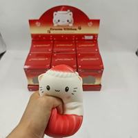 Jouets Squishy Botu Mignons en Forme de Chat Crème avec Chapeau de Noël, Jouets Anti-Stress à Presser, Balles Anti-Stress, Cadeau de Fête de Noël