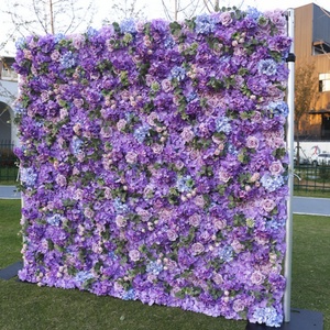 花嫁になるパーティーデコレーションシンプルな8x8紫色の花の壁の背景360写真ブースの背景イベントのロールアップスタイル - Product Image 2