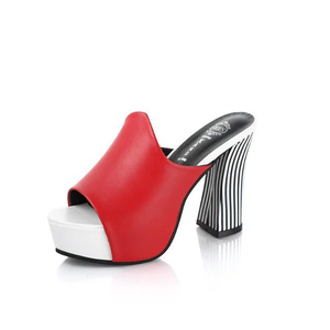 Up-0096C 2022 nuove donne sandali comodi <span class=keywords><strong>eleganti</strong></span> sandali bocca pesce estate tacchi robusti pantofole per le signore - Product Image 1