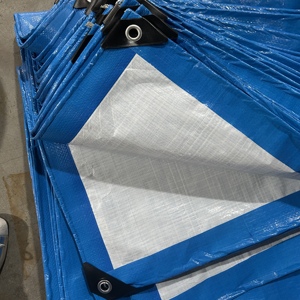 Bâche en polypropylène (PP) tissé économique pour camion, bâche PE pour <span class=keywords><strong>camping</strong></span>-car, bâche de protection bleue et blanche 3x4 4x6 pour le Nigéria - Product Image 1