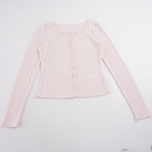 French Sweet Girl Solid Color Lace <b>Patchwork</b> Button Front Cardigan <b>Top</b> Elegant Sweet Slim Fit Casual Knit Cover Up - Product Image 6
